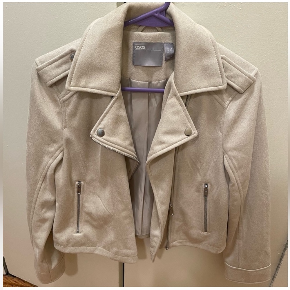 ASOS suede jacket, tan, U.S. size 2 (xs). Worn once.